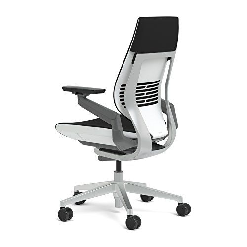  Steelcase Gesture Office Chair - Cogent: Connect Blue Jay Fabric, High Seat Height, Wrapped Back, Light on Light Frame, Lumbar Support