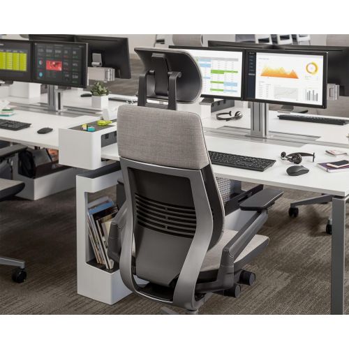  Steelcase Gesture Office Desk Chair with Headrest Cogent Connect Wasabi Fabric Standard Black Frame