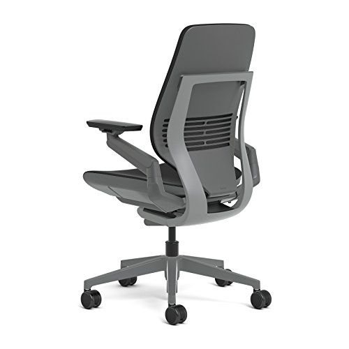  Steelcase Gesture Office Chair - Cogent: Connect Licorice Fabric, Medium Seat Height, Shell Back, Dark on Dark Frame