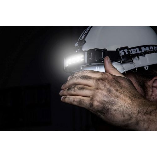  Steelman Pro Slim Profile Rechargeable LED Motion Activated Headlamp, 250-Lumen, 3 Brightness Settings, Illuminates up to 20 Meters, Removable Hard Hat Clips, Water-Resistant
