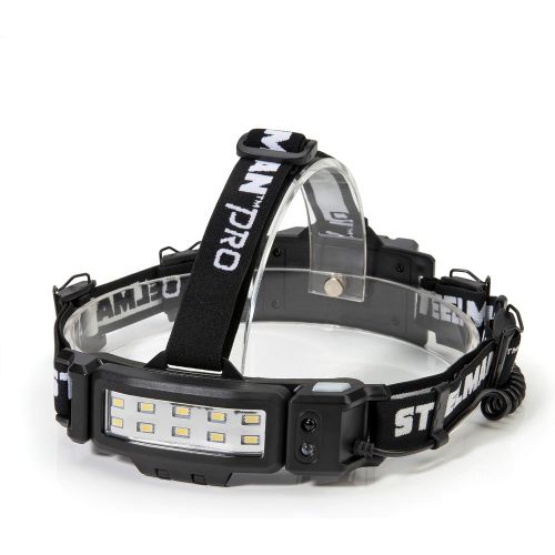  Steelman Pro Slim Profile Rechargeable LED Motion Activated Headlamp, 250-Lumen, 3 Brightness Settings, Illuminates up to 20 Meters, Removable Hard Hat Clips, Water-Resistant