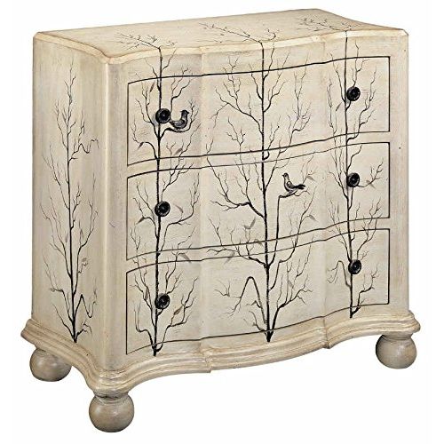  Stein World 11303 One 3-Drawer Chest with Hand Painted Aviary Scene on a Cream Finish, 38.25 by 18 by 34.75-Inch