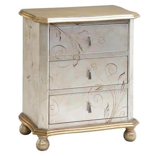  Stein World 64702 One Three Drawer Accent Chest in a Silver and Gold Finish, 18.5 by 15.25 by 25.5-Inch