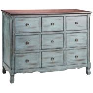 Stein World 12027 One 3-Drawer Chest with a Apothecary Inspired Design Finished in Moonstone with a Wood Tone Top, 48 by 19.25 by 38.25-Inch, Blue