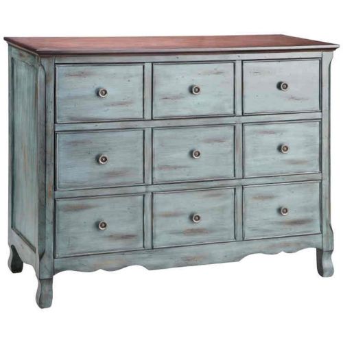  Stein World 12027 One 3-Drawer Chest with a Apothecary Inspired Design Finished in Moonstone with a Wood Tone Top, 48 by 19.25 by 38.25-Inch, Blue