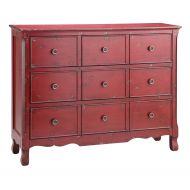 Stein World 12028 One 3-Drawer Chest with a Apothecary Inspired Design Finished, 48 by 14 by 38.25-Inch, Hand Painted Aged Red