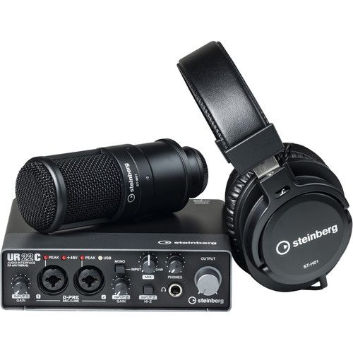  Steinberg UR22C Recording Pack with 2x2 USB Gen 3.1 Audio Interface, Headphones & Studio Mic