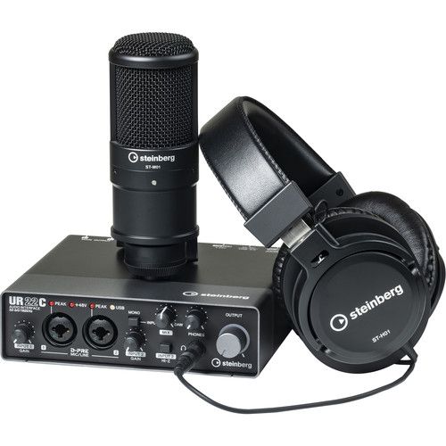  Steinberg UR22C Recording Pack with 2x2 USB Gen 3.1 Audio Interface, Headphones & Studio Mic