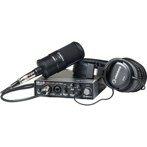  Steinberg UR22C Recording Pack with 2x2 USB Gen 3.1 Audio Interface, Headphones & Studio Mic