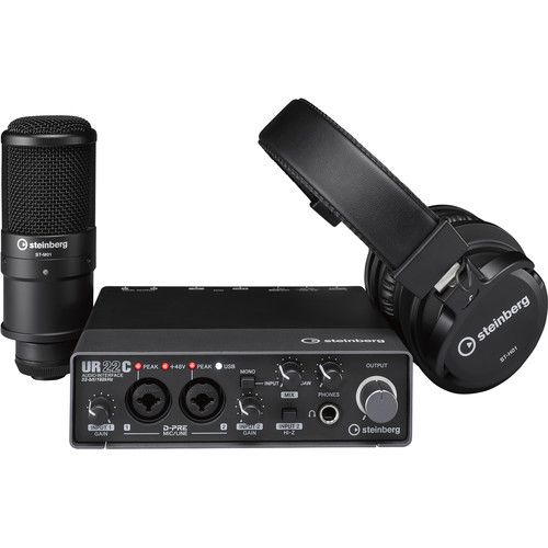  Steinberg UR22C Recording Pack with 2x2 USB Gen 3.1 Audio Interface, Headphones & Studio Mic