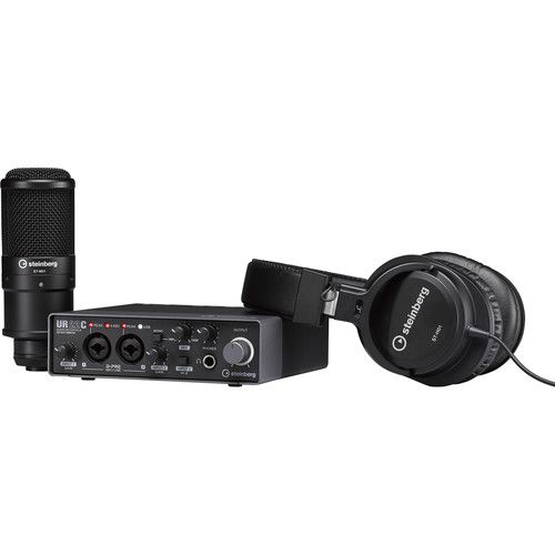  Steinberg UR22C Recording Pack with 2x2 USB Gen 3.1 Audio Interface, Headphones & Studio Mic