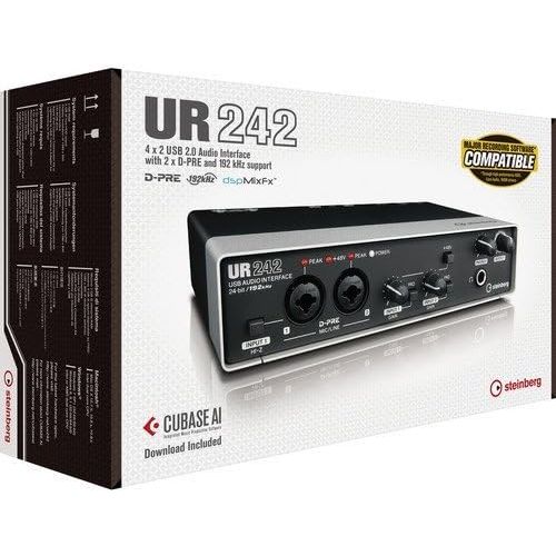  Steinberg UR242 - USB 2.0 Audio Interface with Dual Microphone Preamps, iPad Connectivity, XLR Cable & Pop Filter Kit