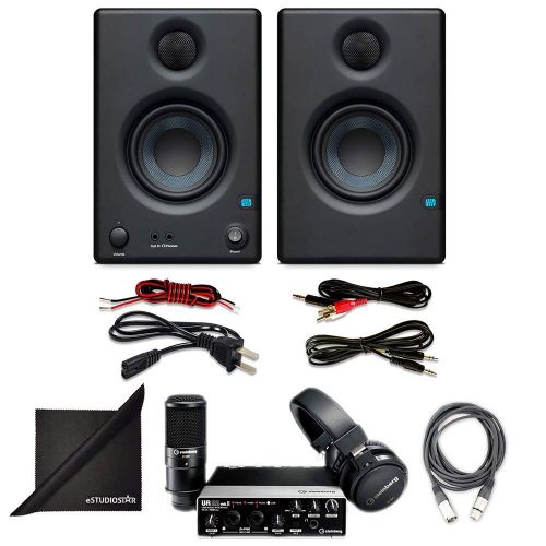  Steinberg UR22 MKII RP Recording Pack wPreSonus Eris E3.5 3.5 Monitoring Speakers (Pair), Axcessables Audio Cable and eStudioStar Polishing Cloth
