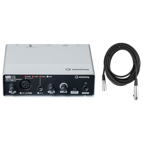  Steinberg UR12 USB Audio IO (XLR in, HI-Z in) D-PREs wCubase AI and XLR Cable