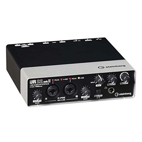  Steinberg UR22MKII USB Recording Podcast Audio Interface, Cubase AI Recording Software with Cables