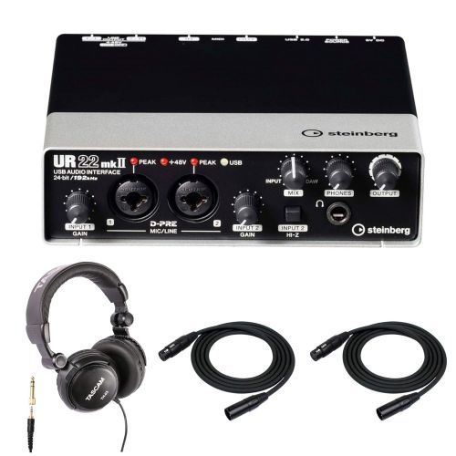  Steinberg UR22MKII 2-Channel USB Audio Interface with Headphones and 2 XLR Cables