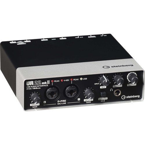  Steinberg UR22mkII USB 2.0 Audio Interface with Dual Microphone Preamps with R100 Stereo Headphones (Black)