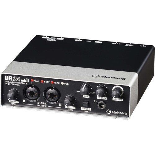  Steinberg UR22mkII USB 2.0 Audio Interface with Dual Microphone Preamps with R100 Stereo Headphones (Black)