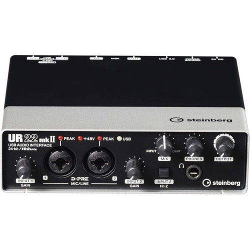  Steinberg UR22mkII USB 2.0 Audio Interface with Dual Microphone Preamps with R100 Stereo Headphones (Black)