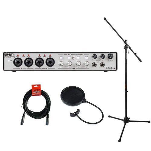  Steinberg UR-RT4 USB Interface with Transformers, MS-5230F Tripod Microphone Stand, XLR Cable & Pop Filter Kit