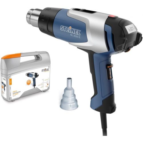  Steinel Heissluftpistole HL 2020 E im Koffer, Inkl. 9mm Reduzierduese, 2200 W Heissluftfoen, LCD-Display, 80°-630°C + Steinel 70212 Breitstrahlduese 75mm