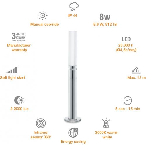  [아마존 핫딜] [아마존핫딜]Steinel LED Gartenleuchte GL 60 LED, Wegeleuchte mit 360° Bewegungsmelder, Max. 12 m Reichweite, 8,6 W, Hoehenverstellbar