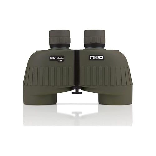  Steiner Military-Marine Series Binoculars, Lightweight Tactical Precision Optics for Any Situation, Waterproof, Green, 7x50