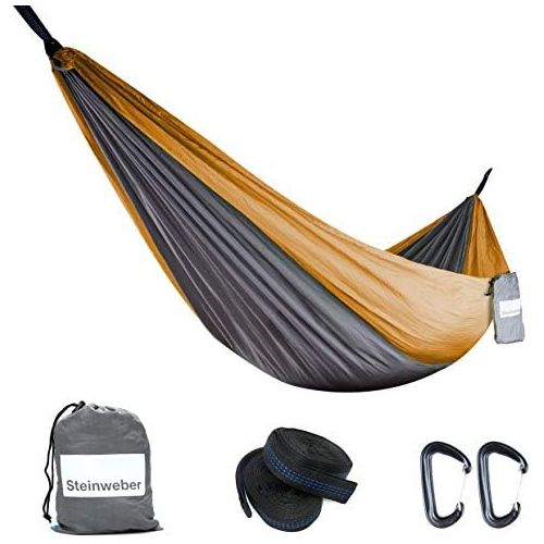  Steinweber Ultra Light Hammock with Suspension 285 x 160 cm Max. Travel Hammock 600 g Lightweight 2 Person Hammock Outdoor Camping Hiking Garden Balcony