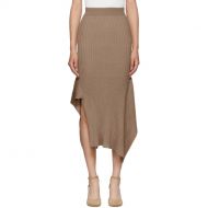 Stella McCartney Tan Rib Knit Asymmetric Flared Skirt