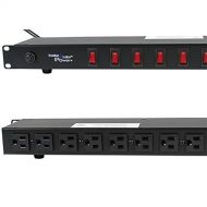 Stellaar 8 Outlet Rack Mount Power Strip PDU Light Controller w Lighted Power Switch