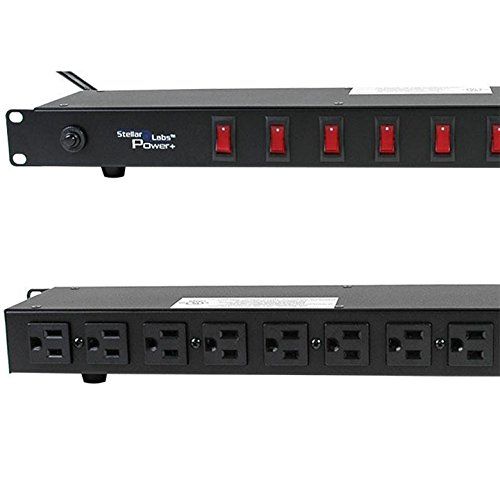  Stellaar 8 Outlet Rack Mount Power Strip PDU Light Controller w Lighted Power Switch