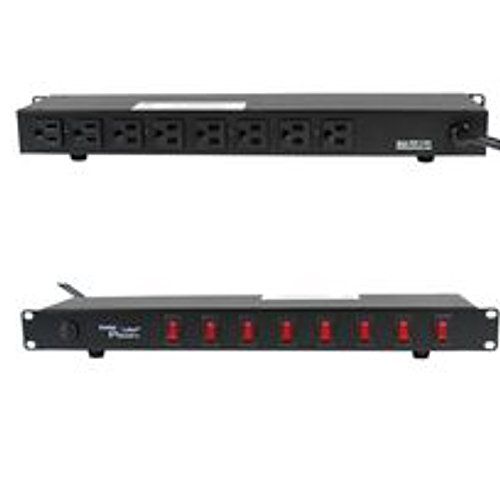  Stellaar 8 Outlet Rack Mount Power Strip PDU Light Controller w Lighted Power Switch