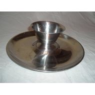 Vintage Stelton Denmark Round Stainless Steel 18/8 Serving Tray with Dip Bowl
