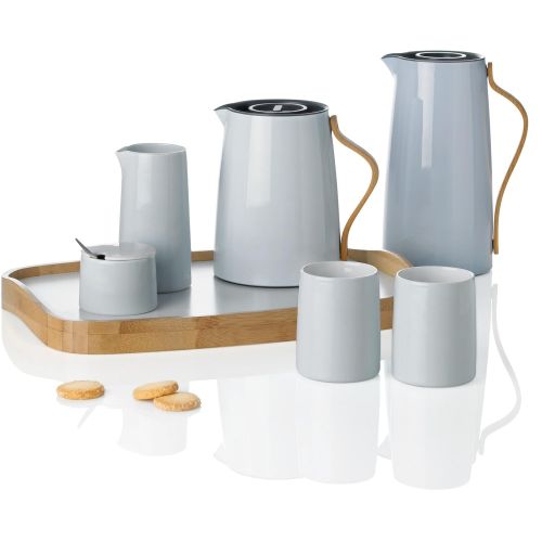  Stelton 1.2 Litre Stainless Steel/ Beechwood/ ABS Plastic Emma Coffee Vacuum Jug, Blue Tone