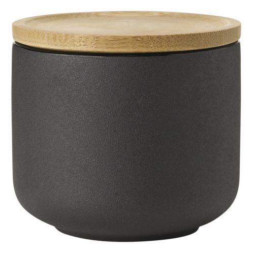  Stelton Theo Tea Mug with Coaster, Cup, Stoneware, Bamboo, Black/Brown, 200 ml, 2-Pcs., x-632