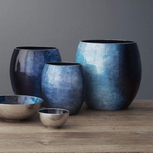  Stelton Stockholm Ø 131, klein-Horizon Vase, Aluminium mit kalter Emaille, 16.5 x 16.5 x 19 cm