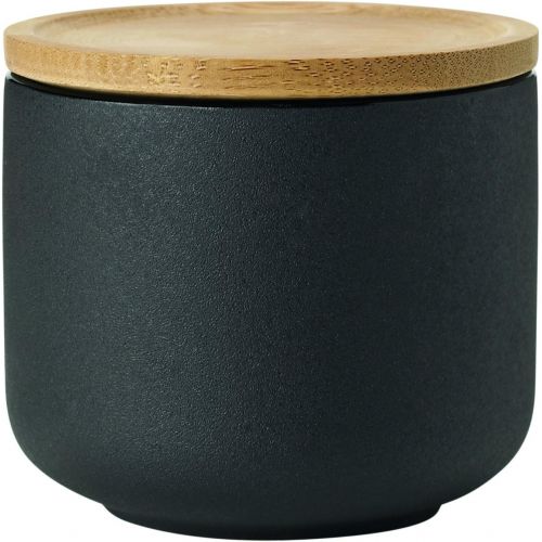  Stelton Theo Becher mit Untersetzer, Stein, schwarz, 8 x 8 x 8 cm