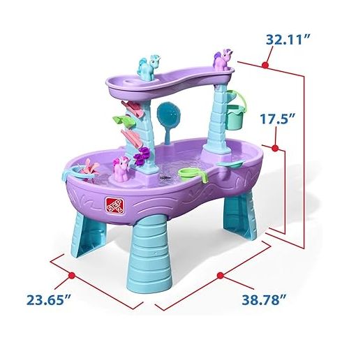 스텝2 Step2 Rain Showers and Unicorns Water Table, Kids Water and Sand Activity Sensory Playset, Summer Outdoor Toys, 13 Piece Toy Accessories, for Toddles 1.5+ Years Old, Blue & Purple