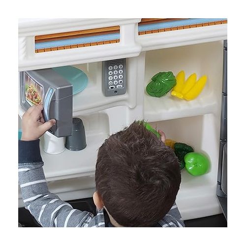 스텝2 Step2 LifeStyle Custom Kitchen Set for Kids, Indoor/Outdoor Play Kitchen Set, Toddlers 2+ Years Old, 20 Piece Kitchen Toy Set, Easy to Assemble, Tan