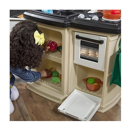 스텝2 Step2 Great Gourmet Kids Kitchen Play Set, Interactive Play with Lights and Sounds, Toddlers 3+ Years Old, Realistic 33 Piece Toy Accessory Set, Tan