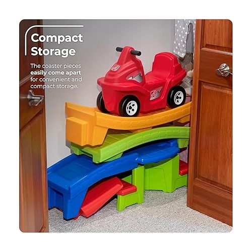 스텝2 Step2 Up & Down Roller Coaster Kids Toy, Ride On Push Car, Indoor/Outdoor Playset, Toddlers 2-5 Years Old, Compact Storage, Max Weight 50 lb., Multicolor