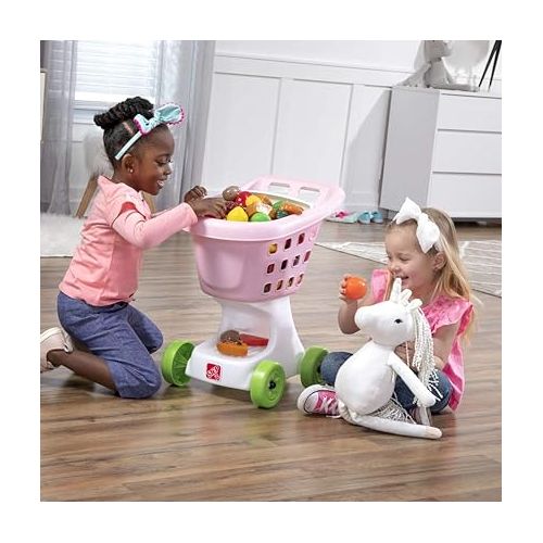 스텝2 Step2 Little Helper's Shopping Cart for Kids, Grocery Store Pretend Play Toy for Toddlers Ages 2+ Years Old, Durable, Easy Assembly, Bright Colors, Pink