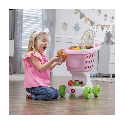 스텝2 Step2 Little Helper's Shopping Cart for Kids, Grocery Store Pretend Play Toy for Toddlers Ages 2+ Years Old, Durable, Easy Assembly, Bright Colors, Pink