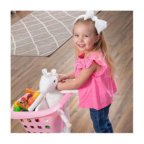 스텝2 Step2 Little Helper's Shopping Cart for Kids, Grocery Store Pretend Play Toy for Toddlers Ages 2+ Years Old, Durable, Easy Assembly, Bright Colors, Pink