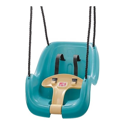 스텝2 Step2 Infant To Toddler Swing Seat, Bucket Style Swing Seat, Secure Harness, Weather-Resistant Rope, Ages 9 - 36 Months, Easy Assembly, Attaches to Most Swing Sets, Turquoise Blue