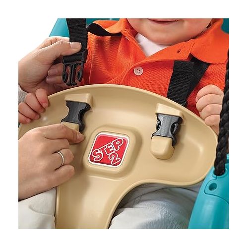 스텝2 Step2 Infant To Toddler Swing Seat, Bucket Style Swing Seat, Secure Harness, Weather-Resistant Rope, Ages 9 - 36 Months, Easy Assembly, Attaches to Most Swing Sets, Turquoise Blue