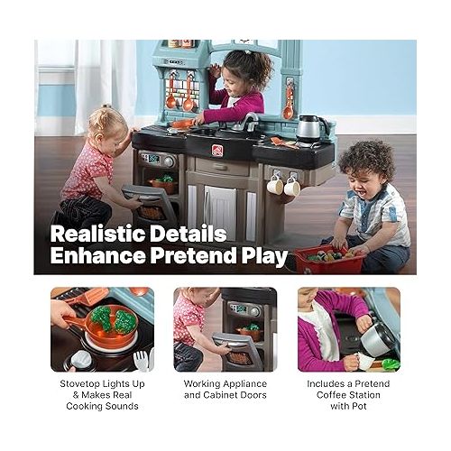 스텝2 Step2 Best Chefs Kids Kitchen Playset, Interactive Play with Lights and Sounds, For Toddlers 2+ Years Old, Realistic 25 Piece Toy Accessory Set