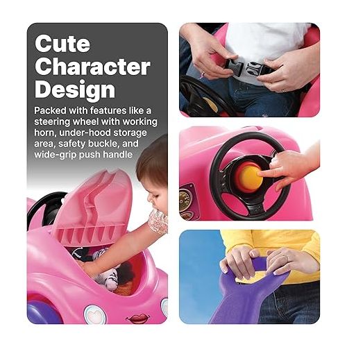 스텝2 Step2 Push Around Buggy Kids Push Car, Ride On Car with Seat Belt and Horn, Toddlers 18 - 36 Months, Max Weight 50 lbs., Easy Storage, Ideal Stroller Substitute, Pink