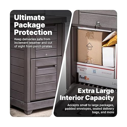 스텝2 Step2 Lakewood Package Delivery Box, Durable Weather Resistant, Parcel Droboxes for Outside, Keys Included