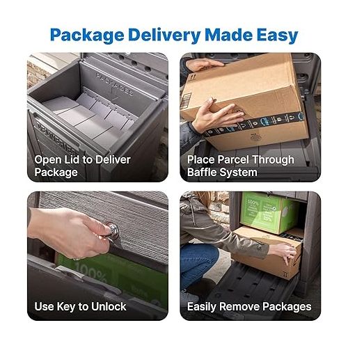 스텝2 Step2 Lakewood Package Delivery Box, Durable Weather Resistant, Parcel Droboxes for Outside, Keys Included